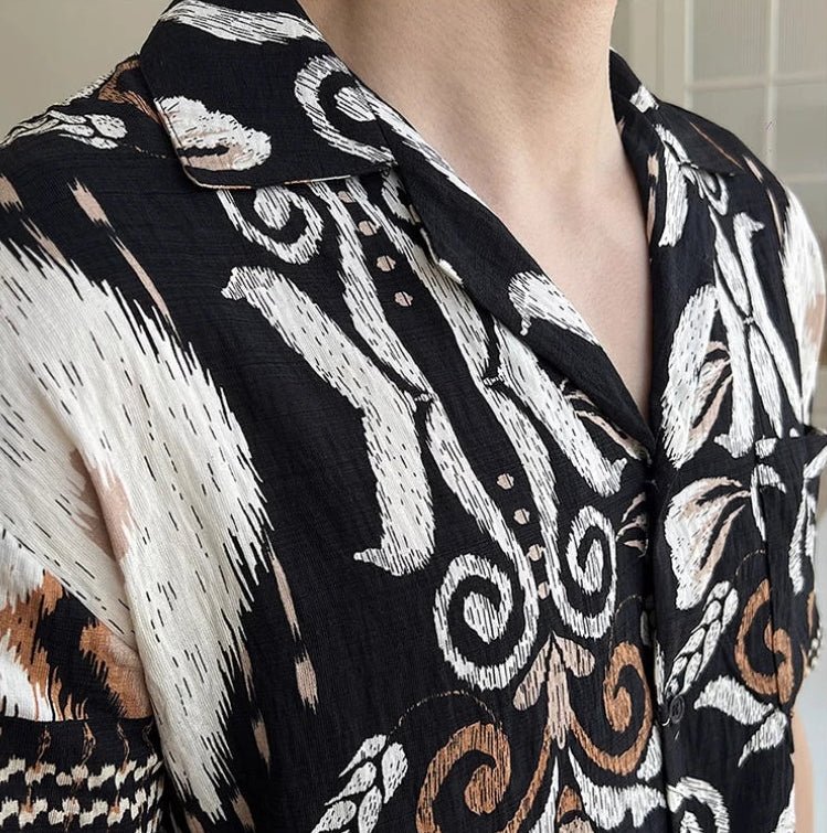 Men's cuban collar short sleeve shirt Summer - Antonios