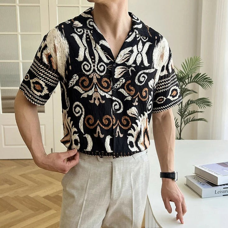 Men's cuban collar short sleeve shirt Summer - Antonios