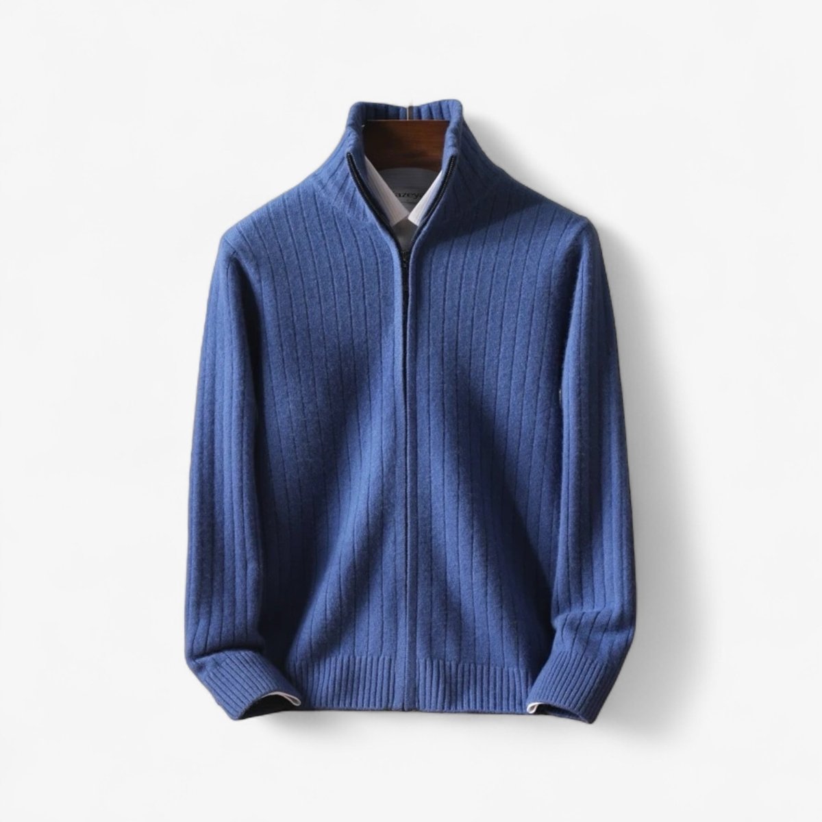 Merino wool stand - up collar cardigan - Antonios