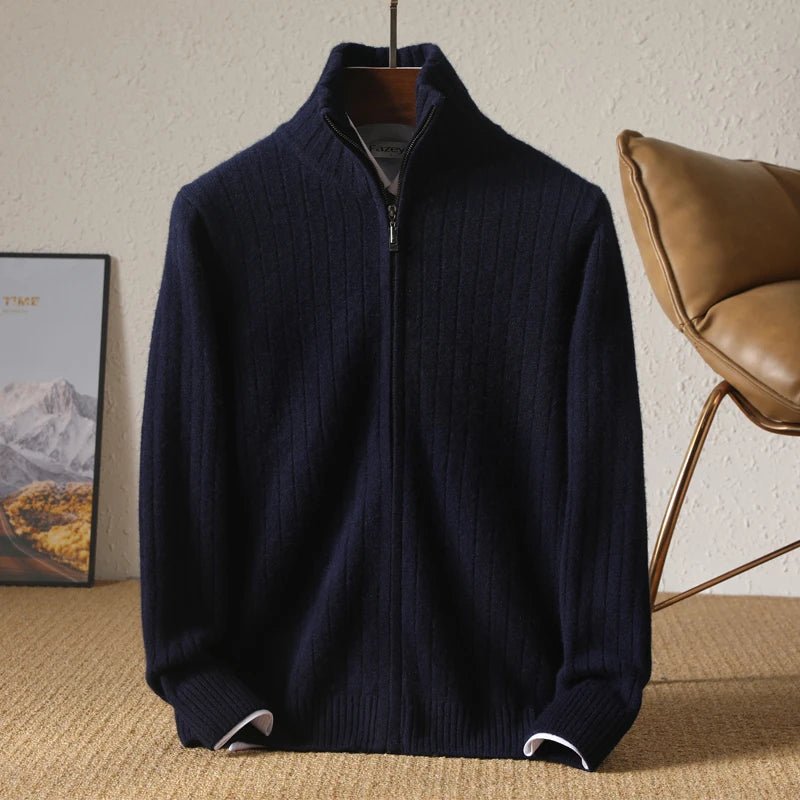 Merino wool stand - up collar cardigan - Antonios