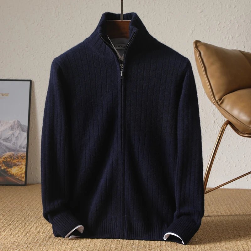 Merino wool stand - up collar cardigan - Antonios