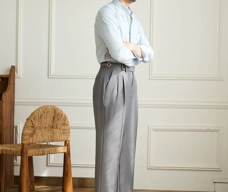 Non - ironing wide leg high - waist elegant pants - Antonios