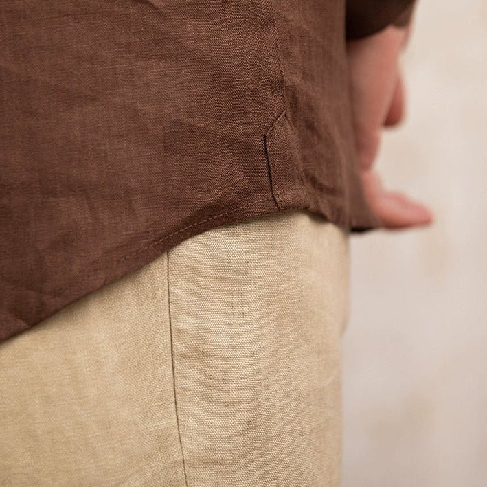 Old money vintage linen long - sleeve shirt - Antonios