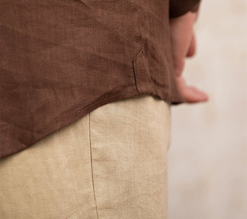 Old money vintage linen long - sleeve shirt - Antonios