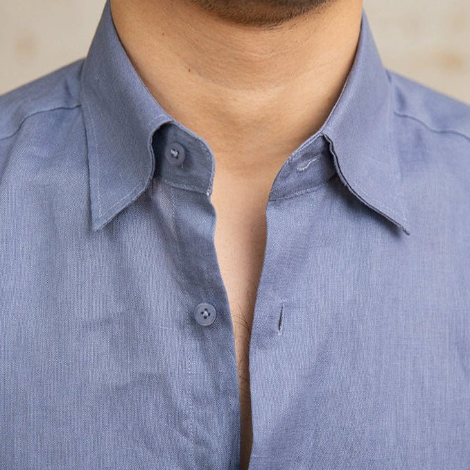 Old money vintage linen long - sleeve shirt - Antonios