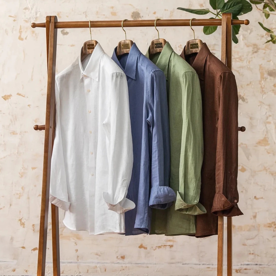 Old money vintage linen long - sleeve shirt - Antonios