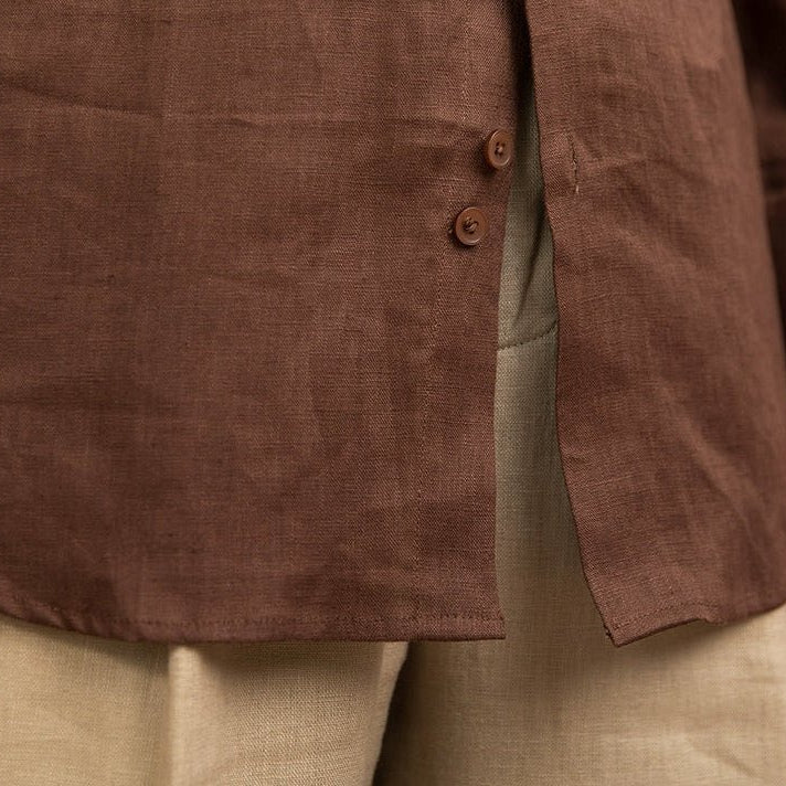 Old money vintage linen long - sleeve shirt - Antonios