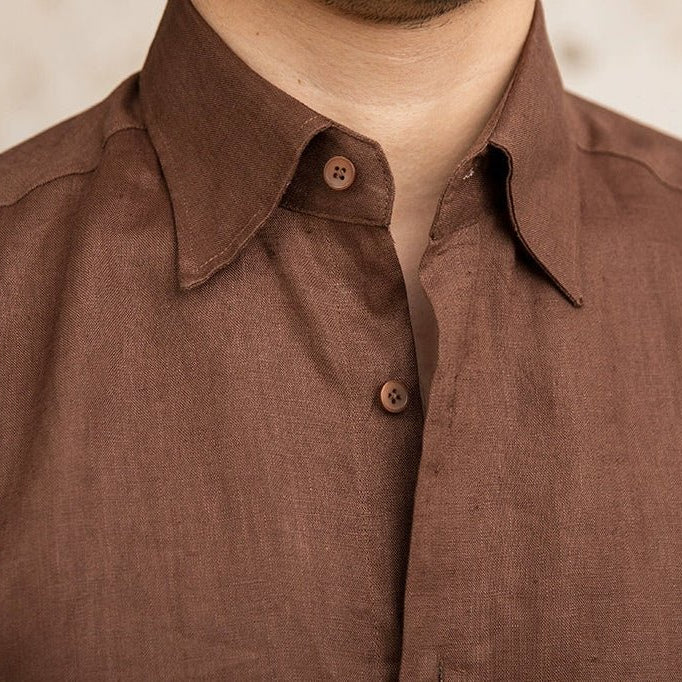 Old money vintage linen long - sleeve shirt - Antonios