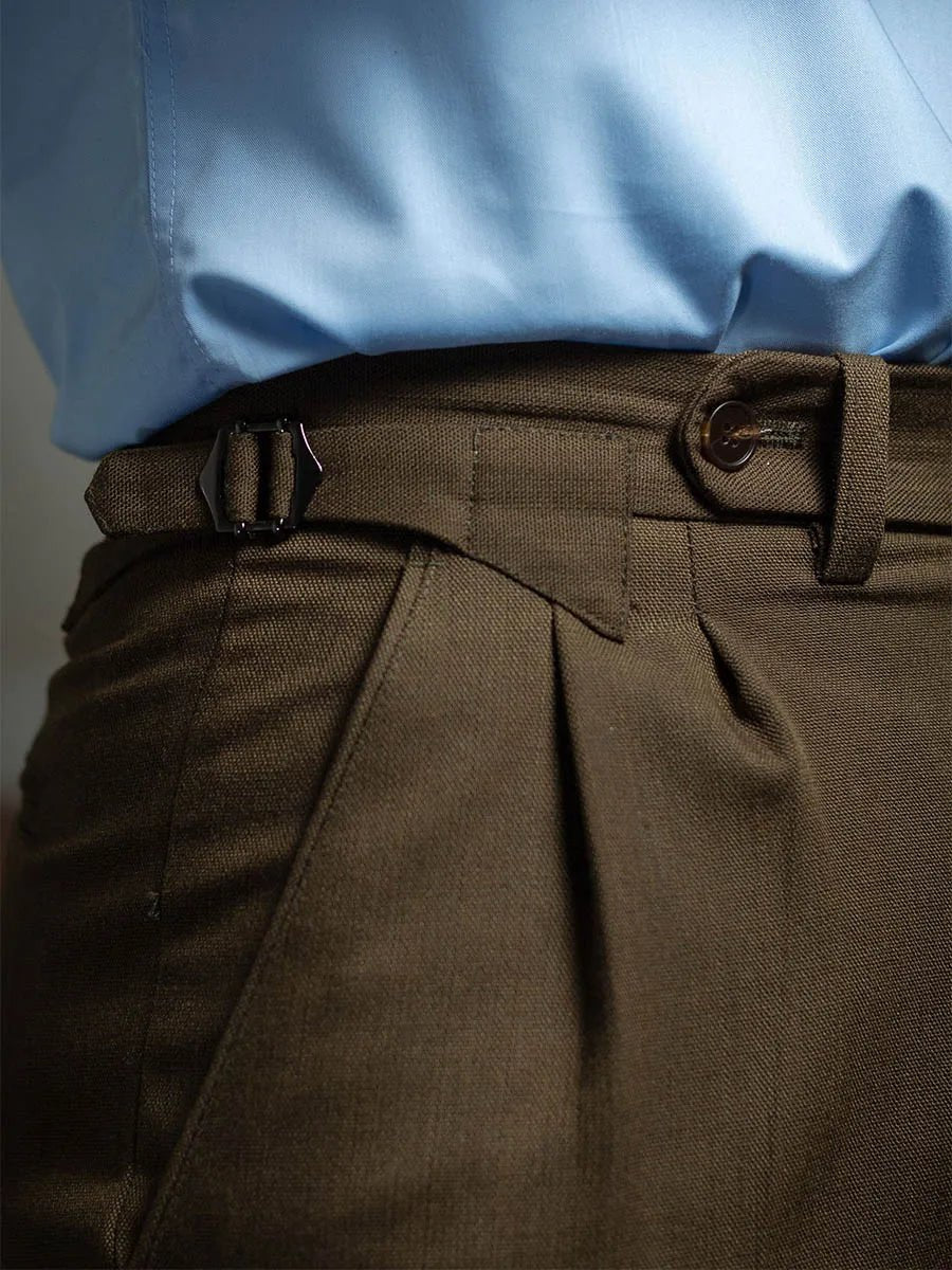 Paris button wool versatile pants - Antonios