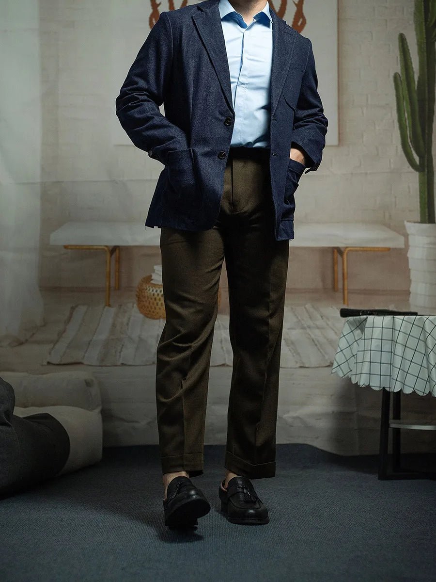 Paris button wool versatile pants - Antonios