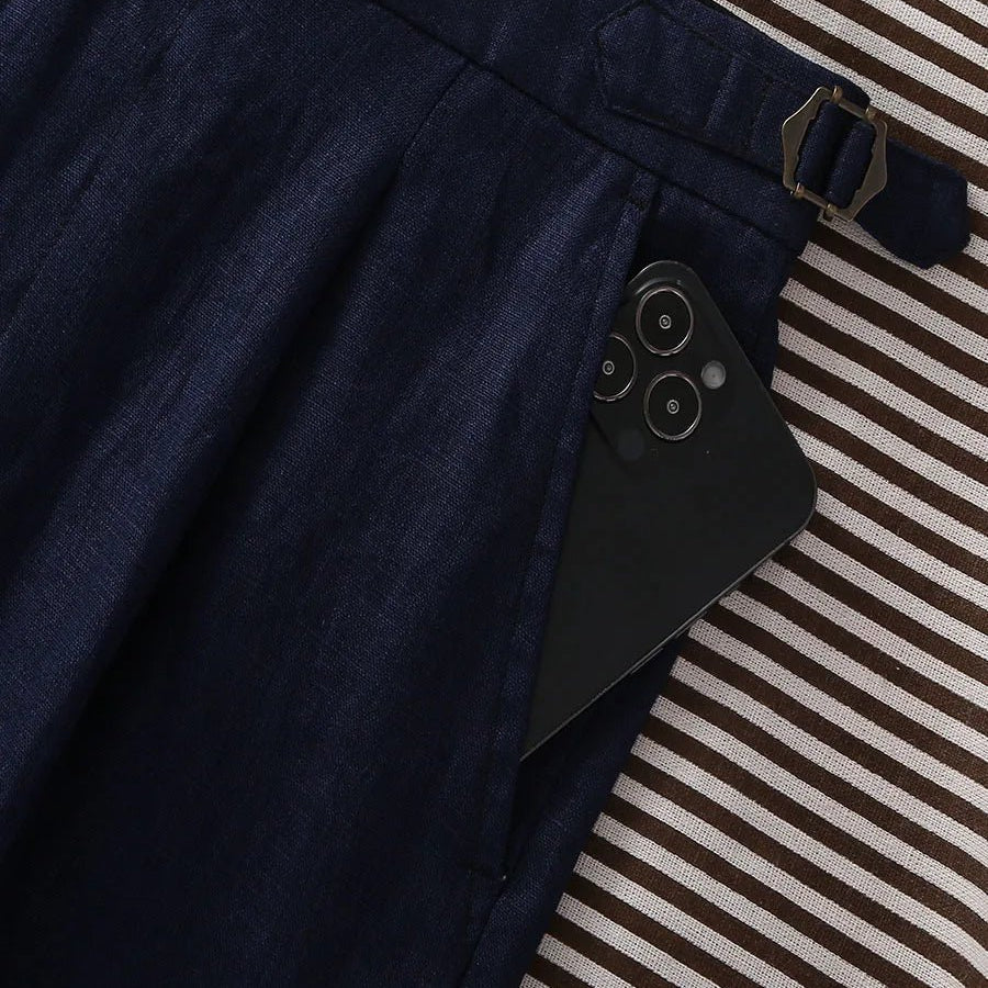 Paris navy blue linen trousers - Antonios