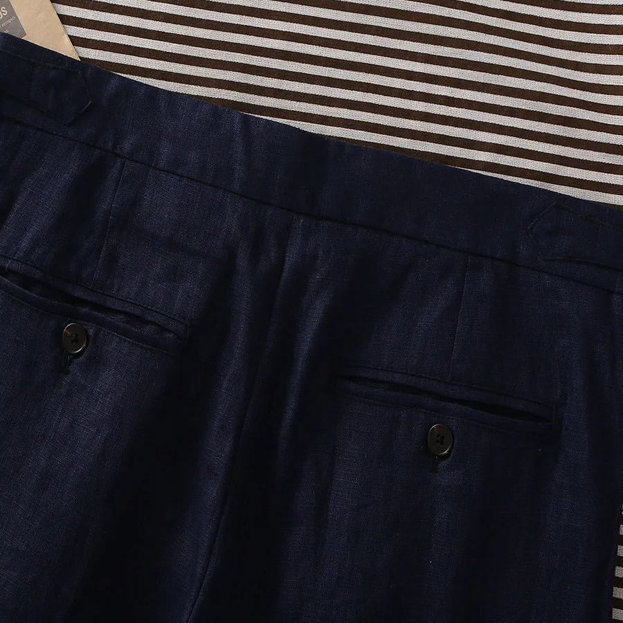 Paris navy blue linen trousers - Antonios