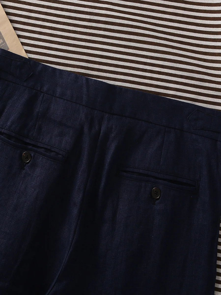 Paris navy blue linen trousers - Antonios