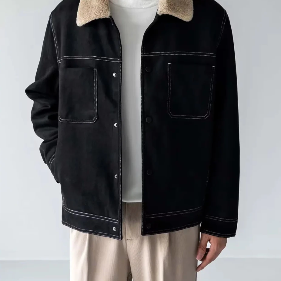 Paulo faux shearling collar jacket - Antonios