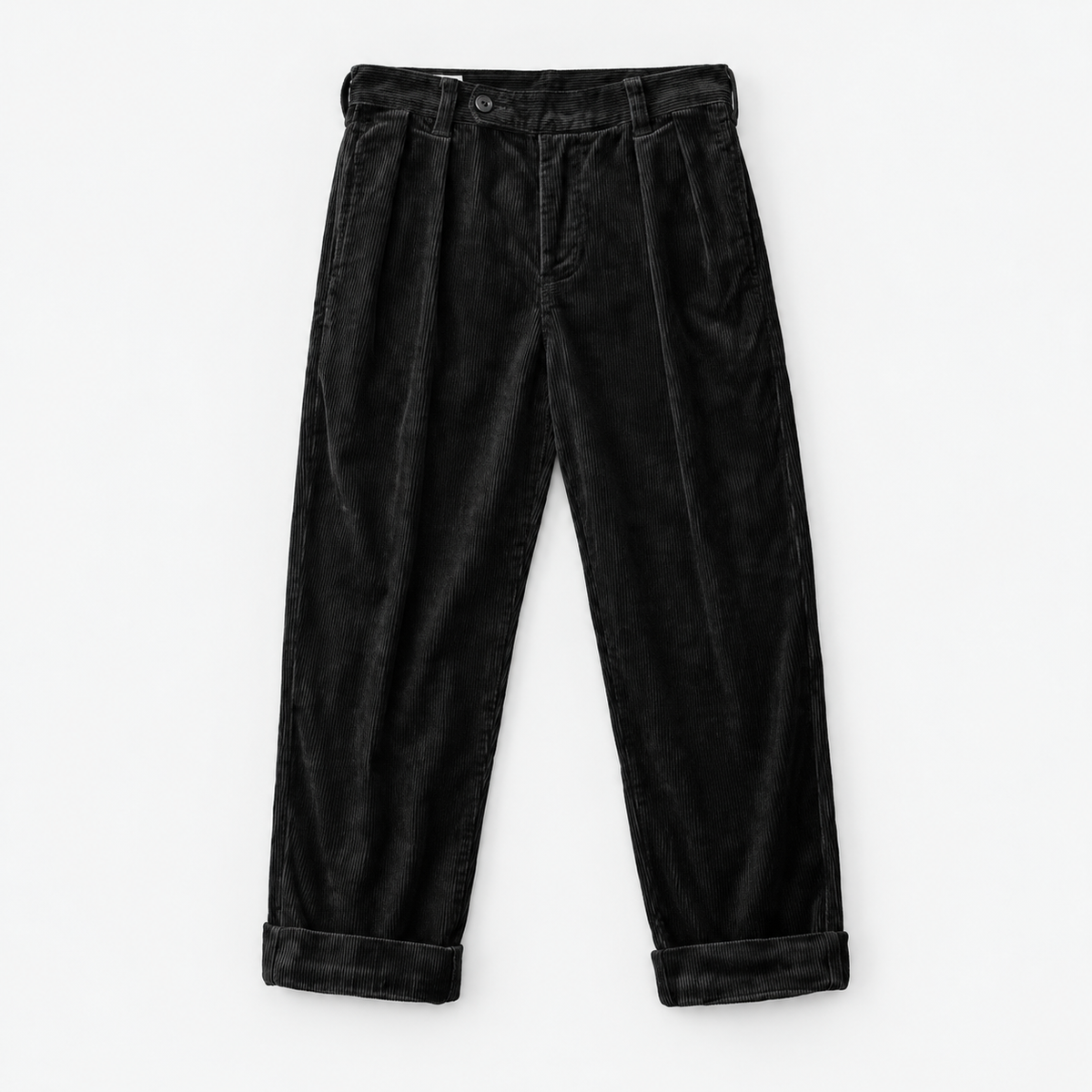 Heavyweight corduroy old money pants — Black