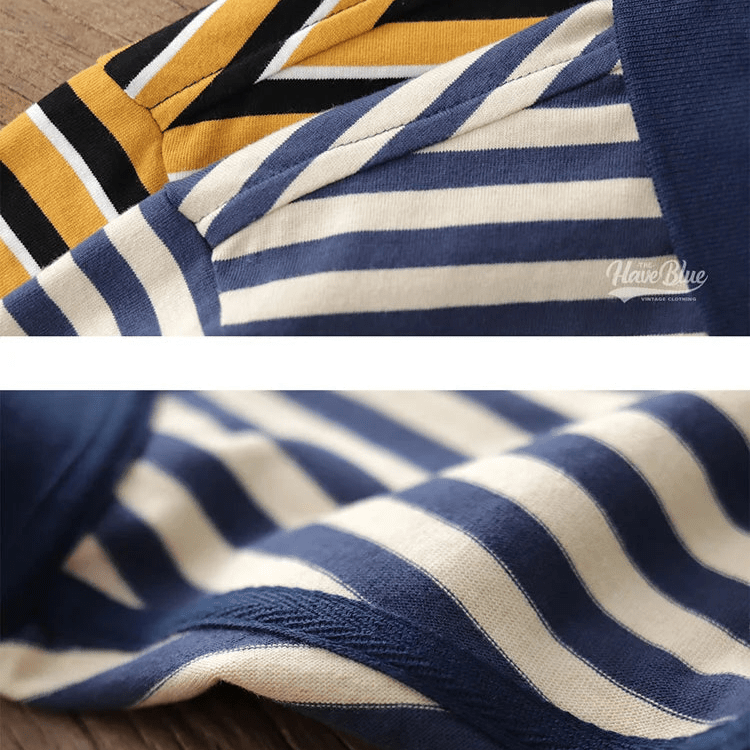 Polo cotton t-shirt with blue stripes - Antonios