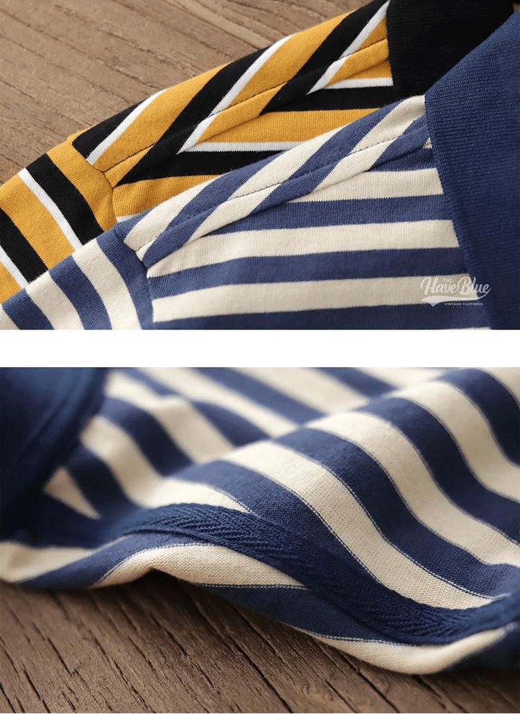Polo cotton t-shirt with blue stripes - Antonios