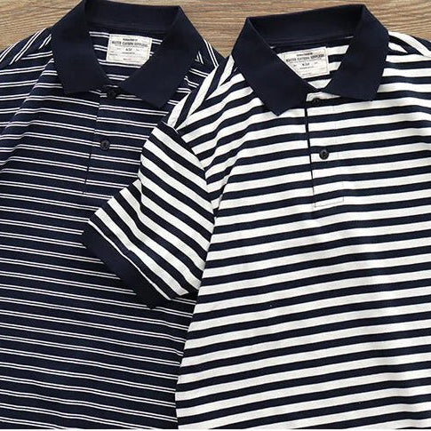 Polo cotton t-shirt with blue stripes - Antonios