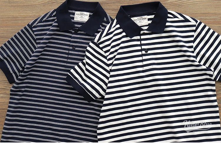 Polo cotton t-shirt with blue stripes - Antonios