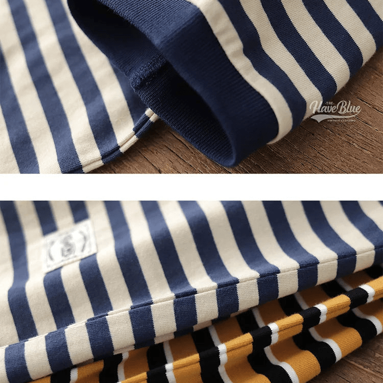 Polo cotton t-shirt with blue stripes - Antonios