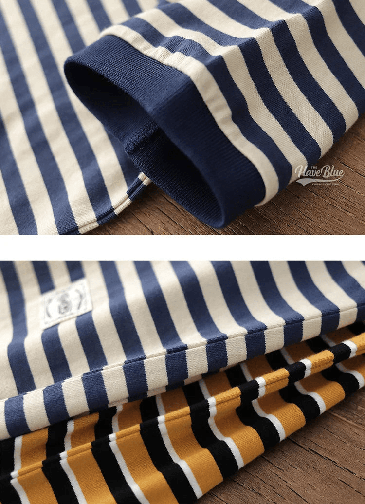 Polo cotton t-shirt with blue stripes - Antonios