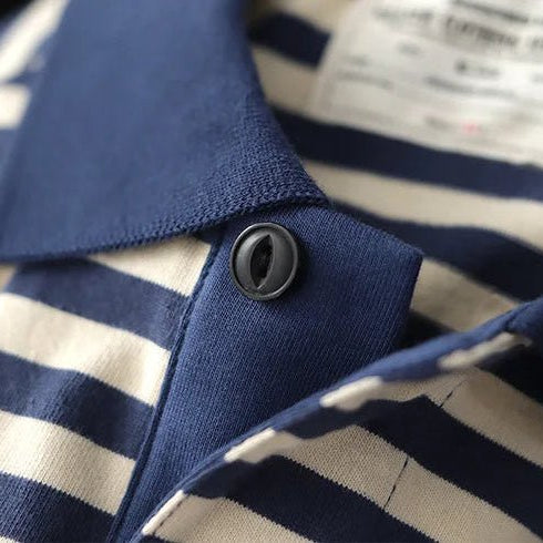 Polo cotton t-shirt with blue stripes - Antonios