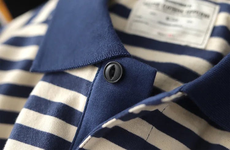 Polo cotton t-shirt with blue stripes - Antonios
