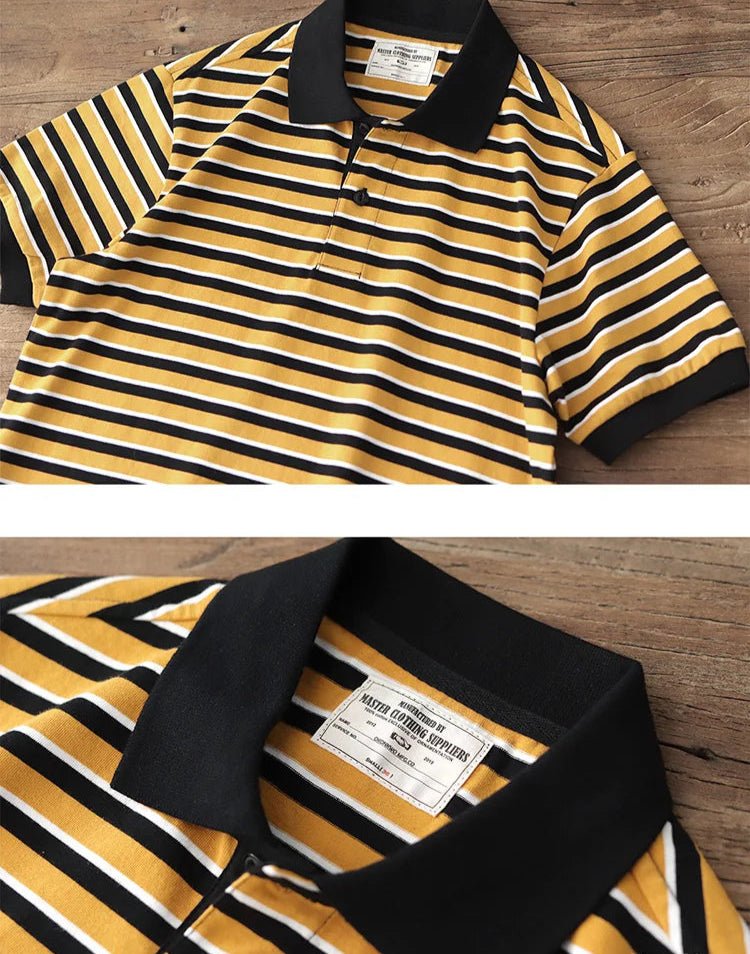 Polo cotton t-shirt with blue stripes - Antonios