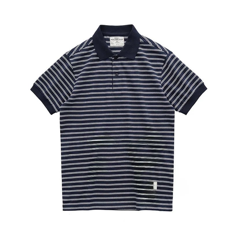 Polo cotton t-shirt with blue stripes - Antonios