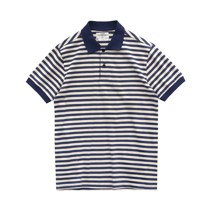 Polo cotton t-shirt with blue stripes - Antonios
