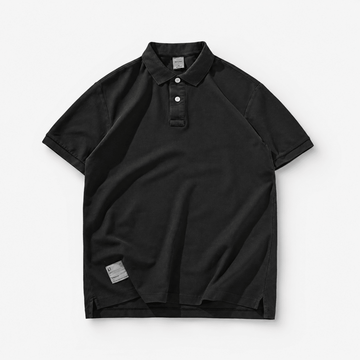 Polo cotton washed t-shirt - AntoniosClothing - Black