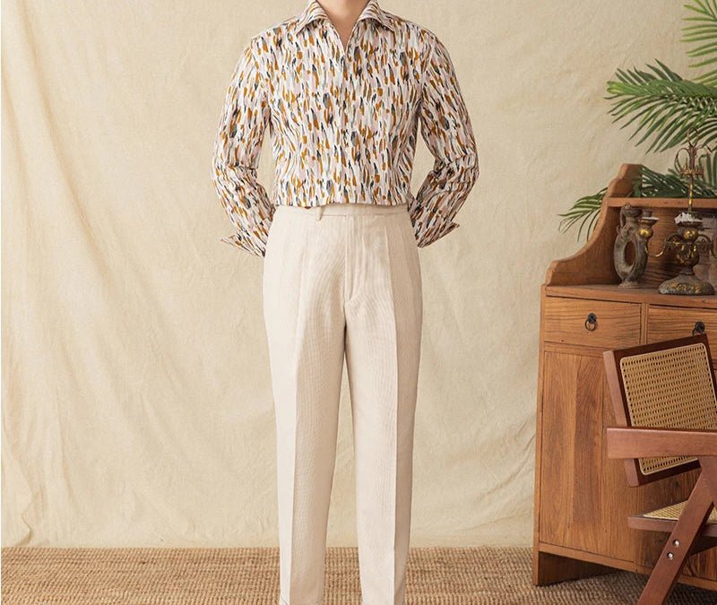 Printed collar long - sleeved casual shirt - Antonios