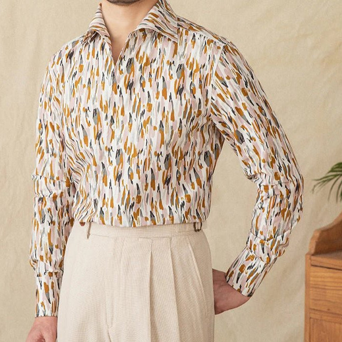 Printed collar long - sleeved casual shirt - Antonios