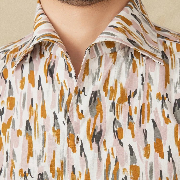 Printed collar long - sleeved casual shirt - Antonios