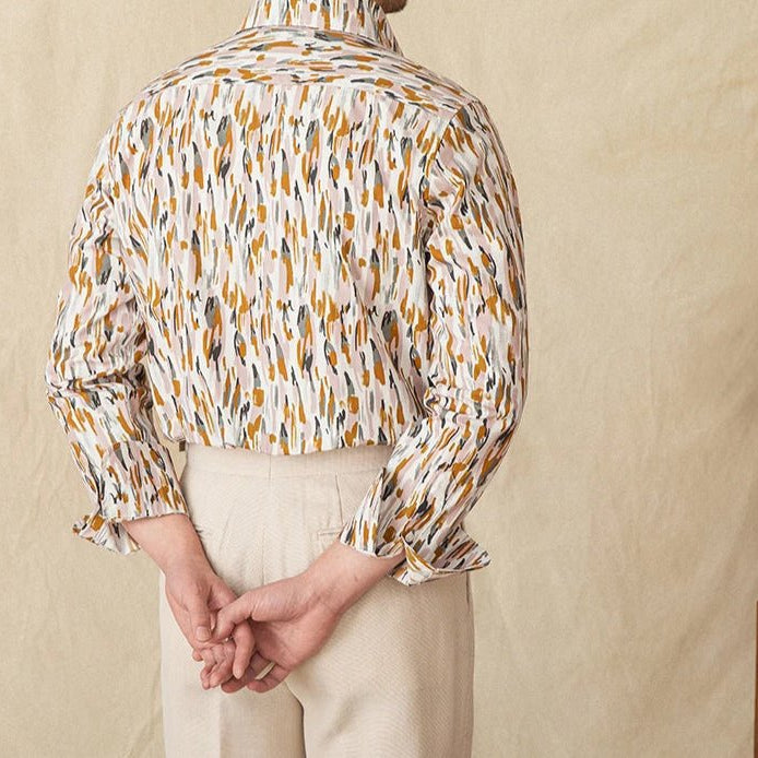 Printed collar long - sleeved casual shirt - Antonios