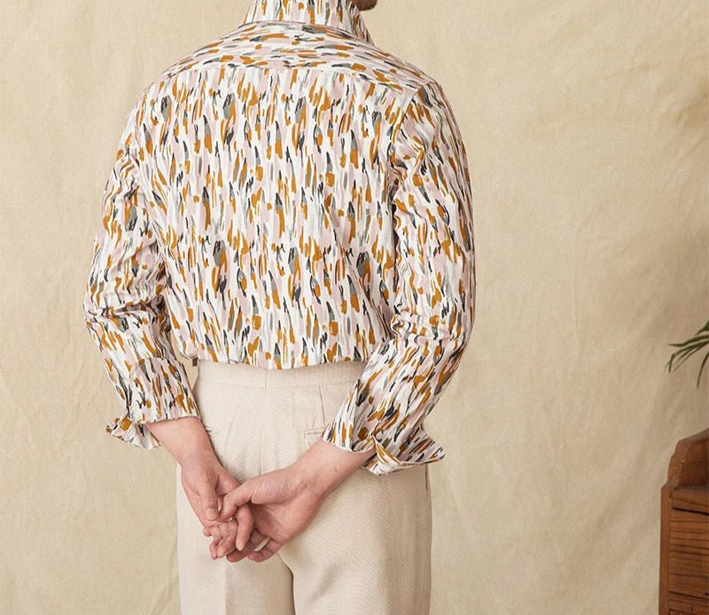 Printed collar long - sleeved casual shirt - Antonios