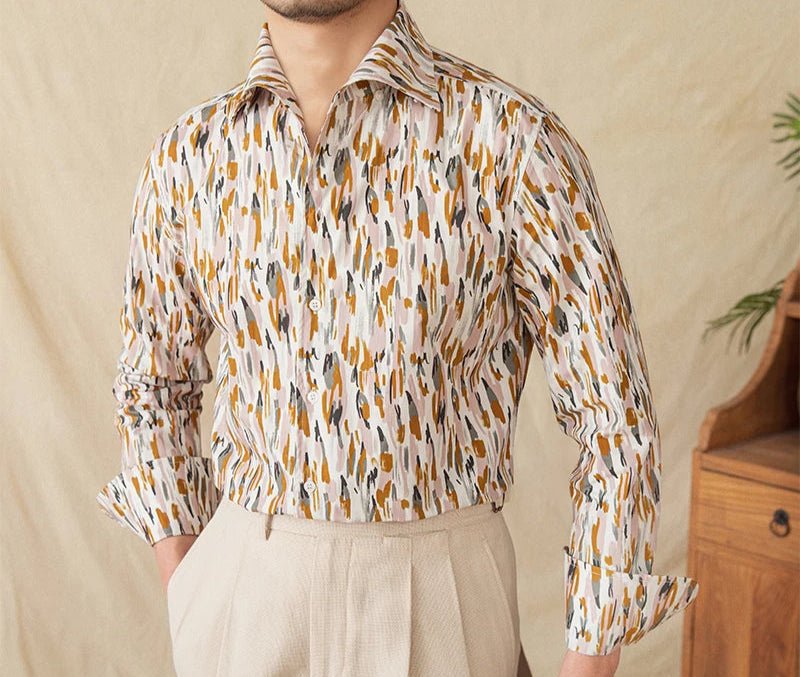 Printed collar long - sleeved casual shirt - Antonios