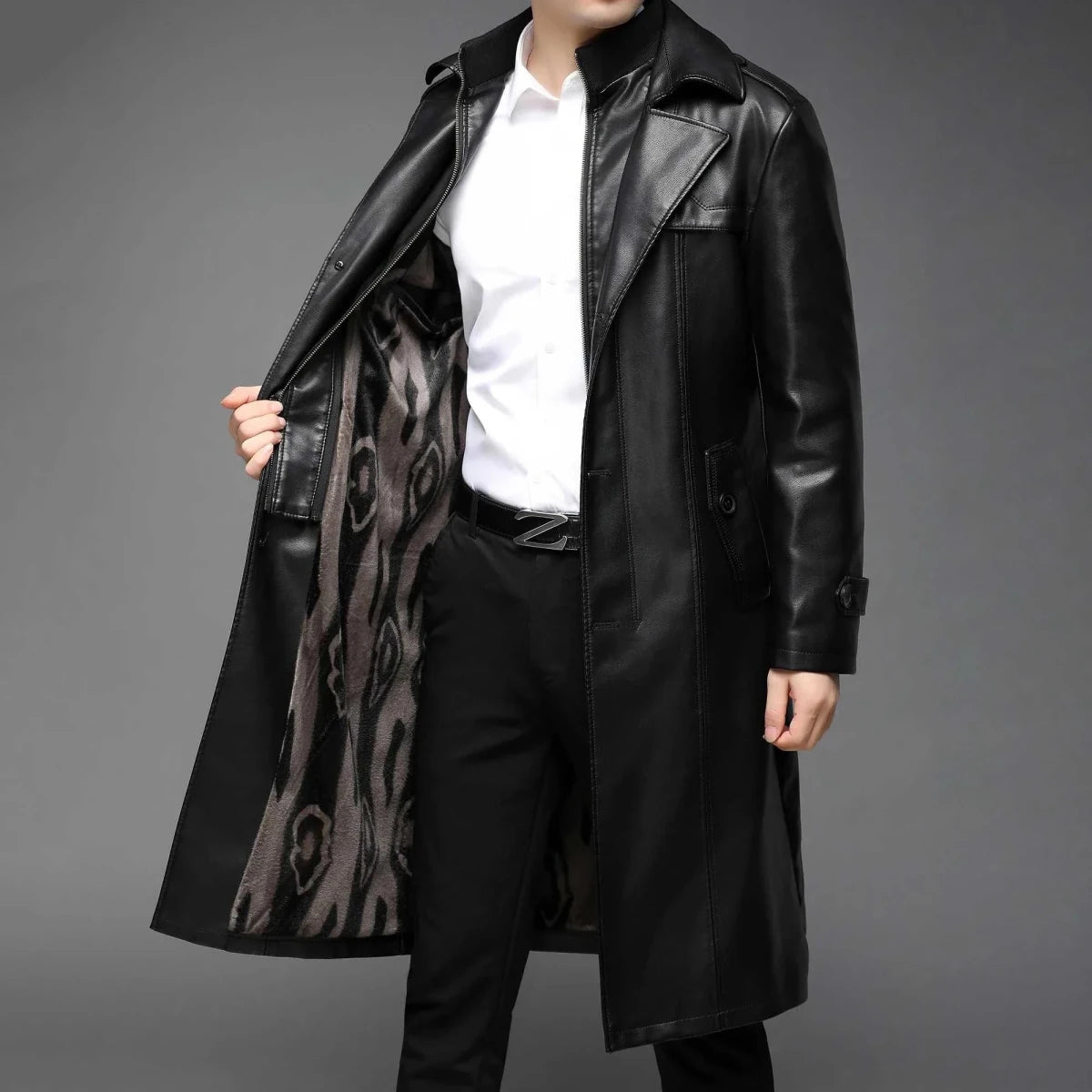 PU leather long coat - Antonios