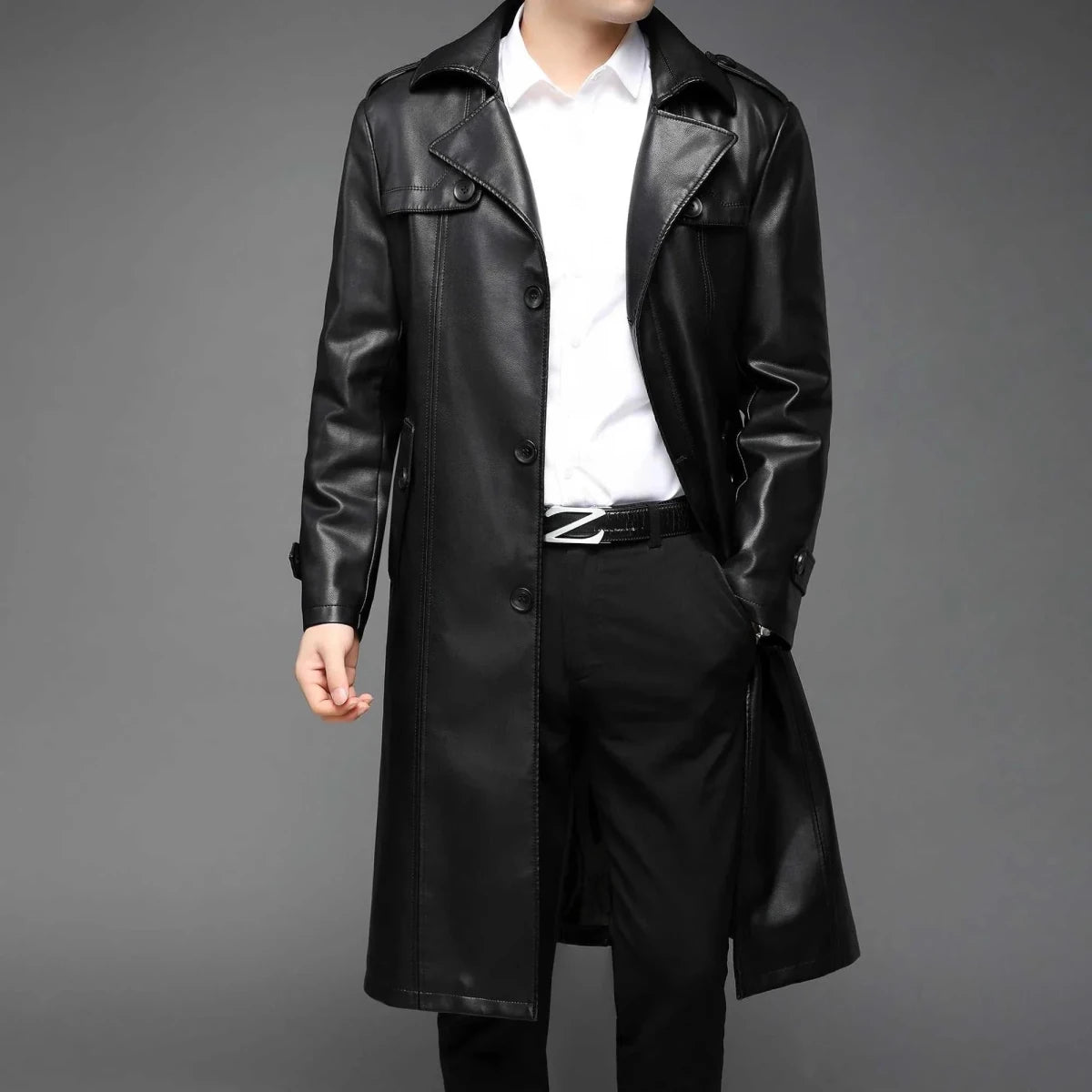 PU leather long coat - Antonios