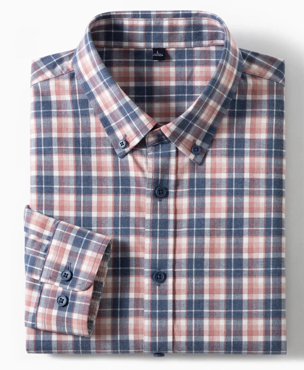 Pure cotton checkered long - sleeve shirt - Antonios