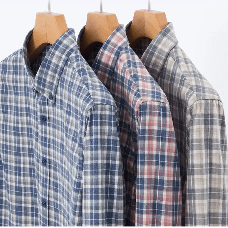 Pure cotton checkered long - sleeve shirt - Antonios