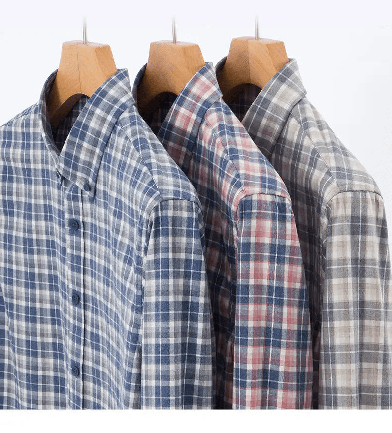Pure cotton checkered long - sleeve shirt - Antonios