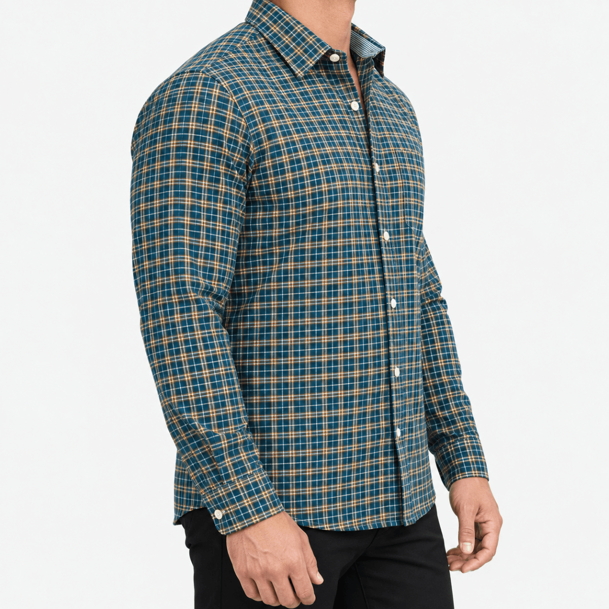 Pure cotton oxford shirt with a chest pocket - AntoniosClothing - Dark green check
