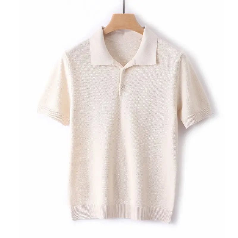 Pure cotton polo office t-shirt - AntoniosClothing - Light beige
