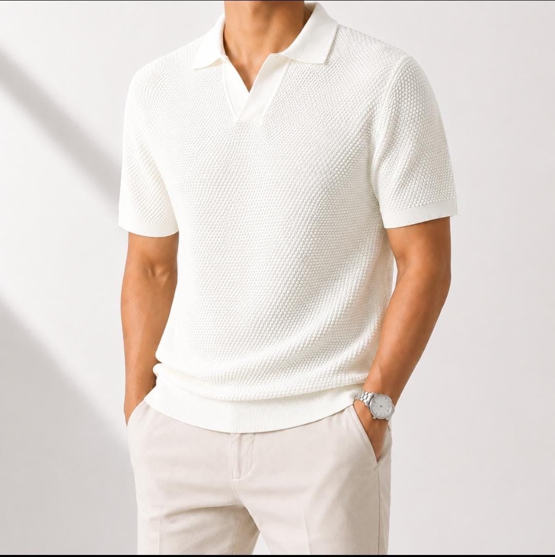 Ramon high-end cotton casual v-neck t-shirt - AntoniosClothing - White