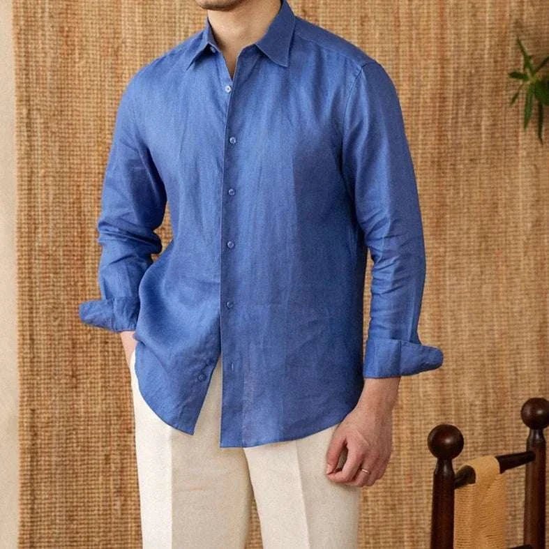 Relaxed fit casual long sleeve shirt linen - Antonios