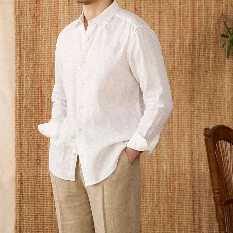 Relaxed fit casual long sleeve shirt linen - Antonios
