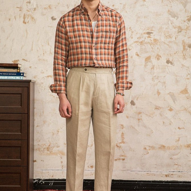 Retro american plaid long sleeve shirt - Antonios