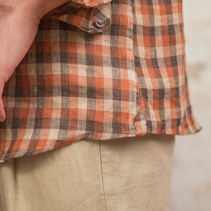 Retro american plaid long sleeve shirt - Antonios