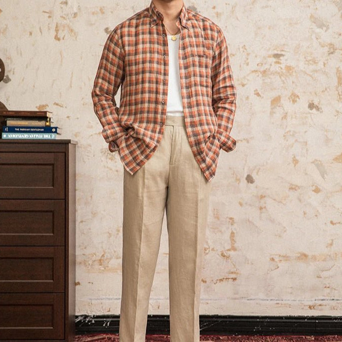 Retro american plaid long sleeve shirt - Antonios